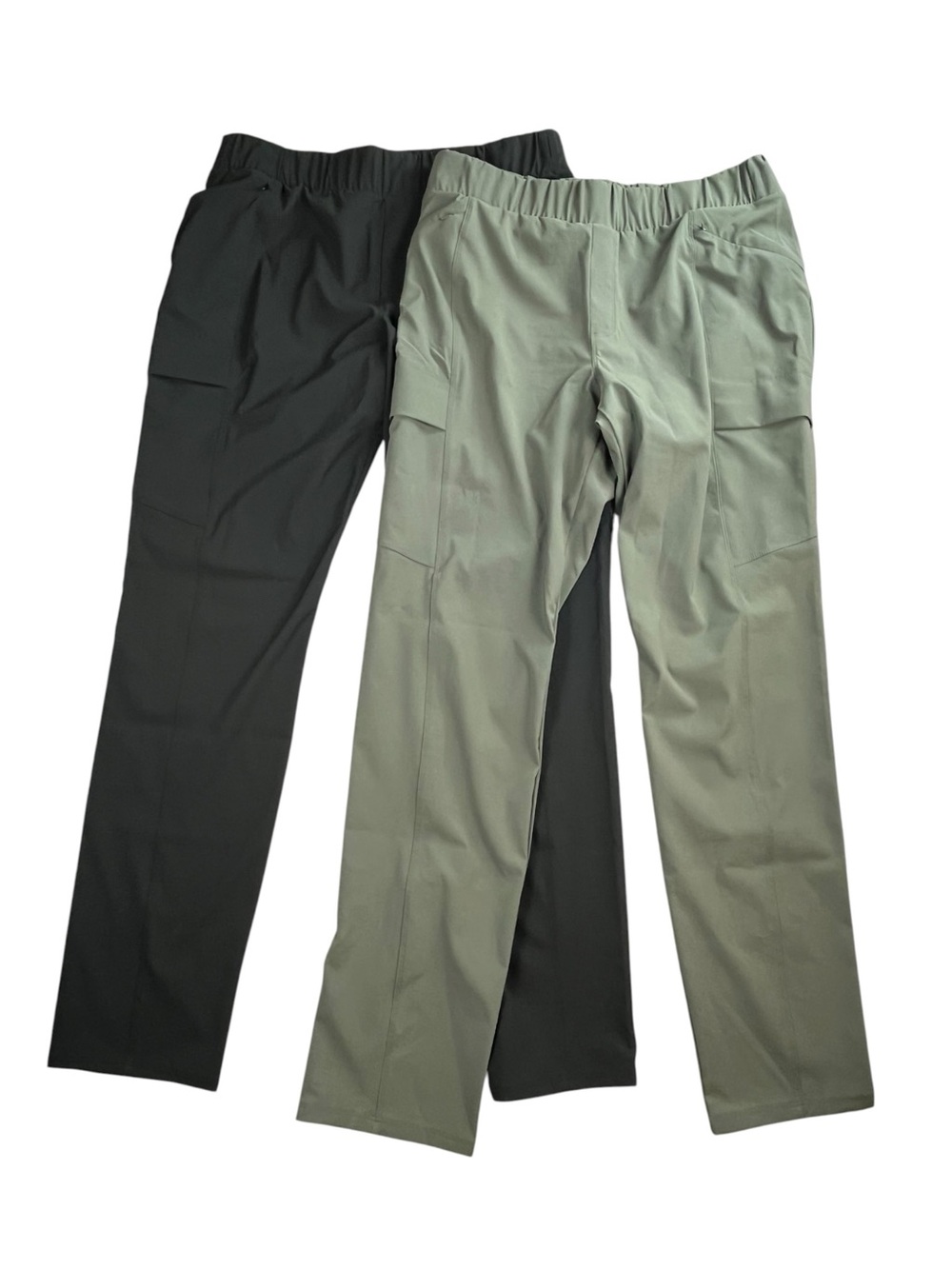 Eddie Bauer Women’s 12 Pull On Cargo Hiking Pants Green Black Lot of 2 Stretch